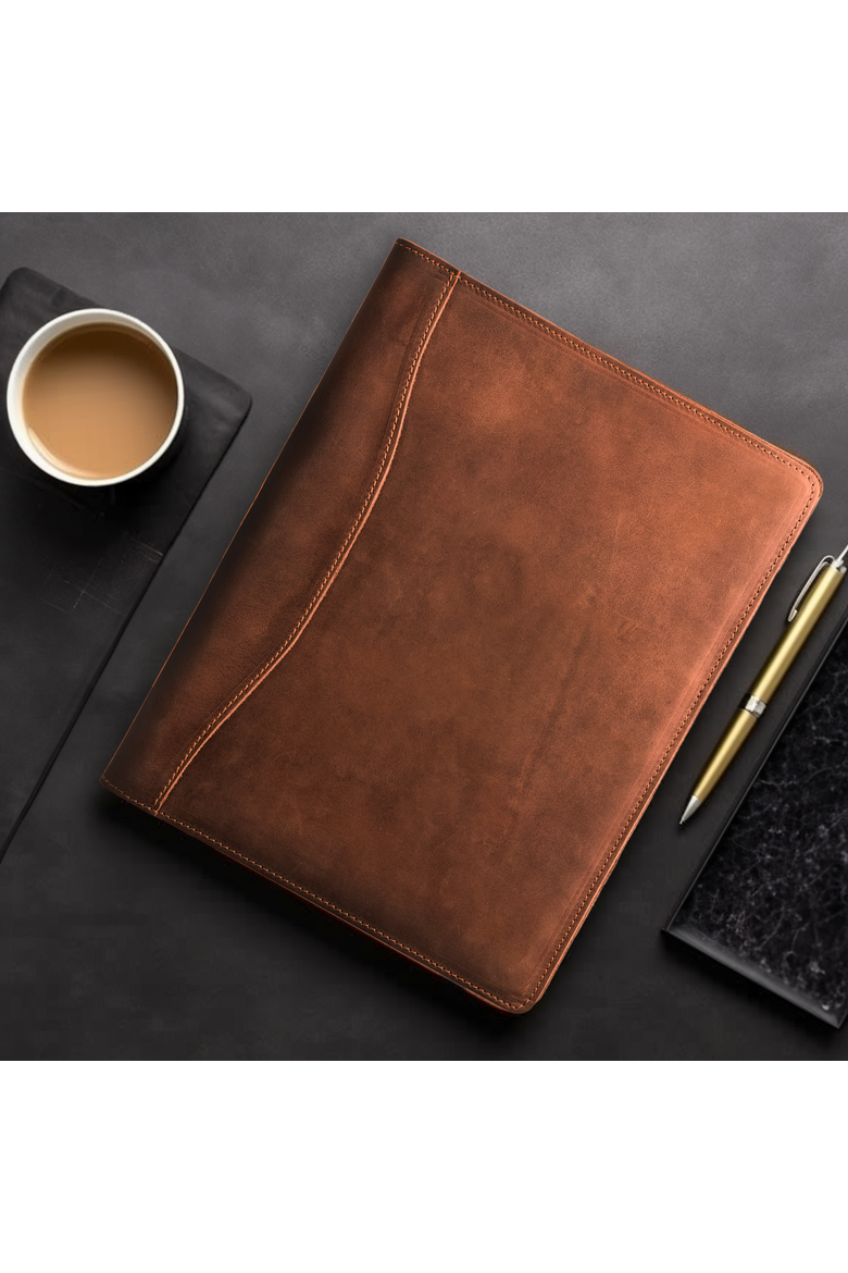 Falit Leather Folio | Handmade Leather Padfolio, Alternate, color, Brown