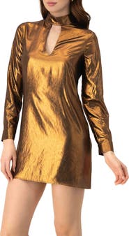 IVONNE Short Satin Dress with Keyhole Neckline