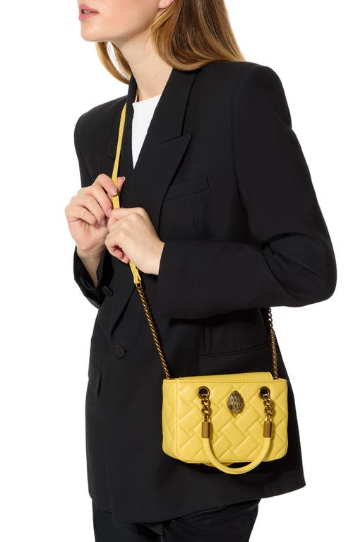 Kurt Geiger London Mini Square Kensington Quilted Leather Top Handle Bag In Yellow