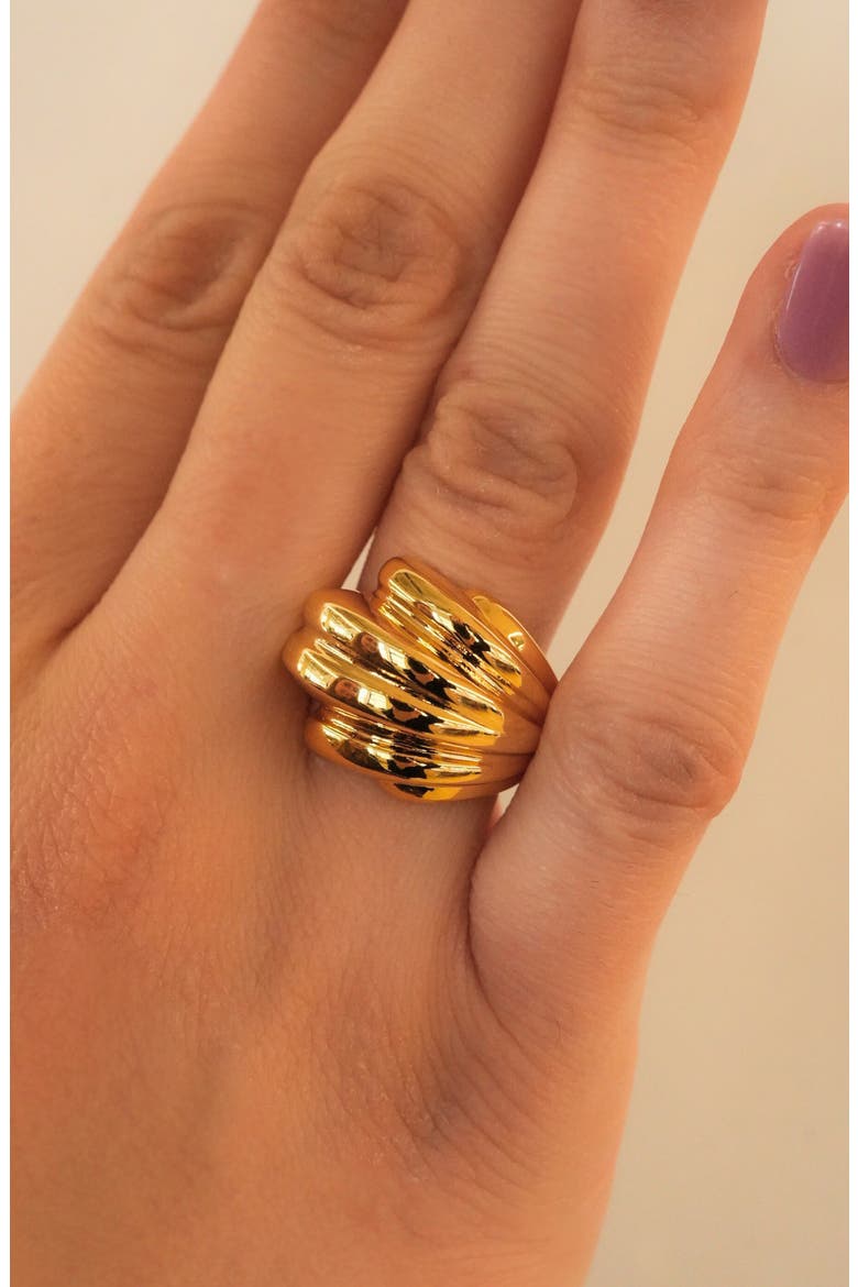 Ribbed Ring, Alternate, color, GOLD