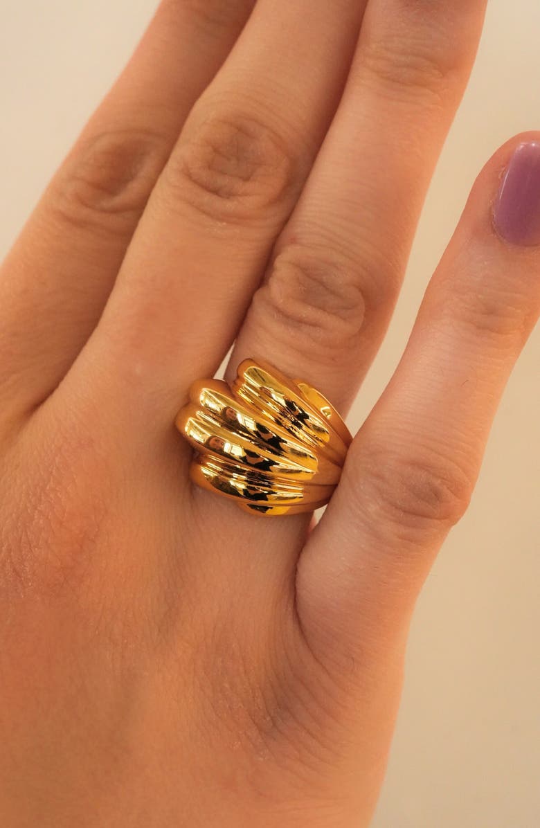 ARGENTO VIVO Ribbed Ring, Alternate, color, Gold
