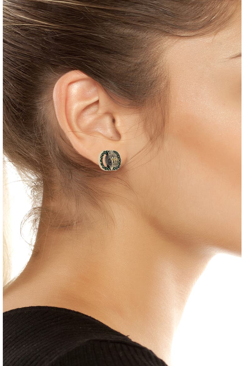 Chelsea Eagle Stud Earrings, Alternate, color, GREEN
