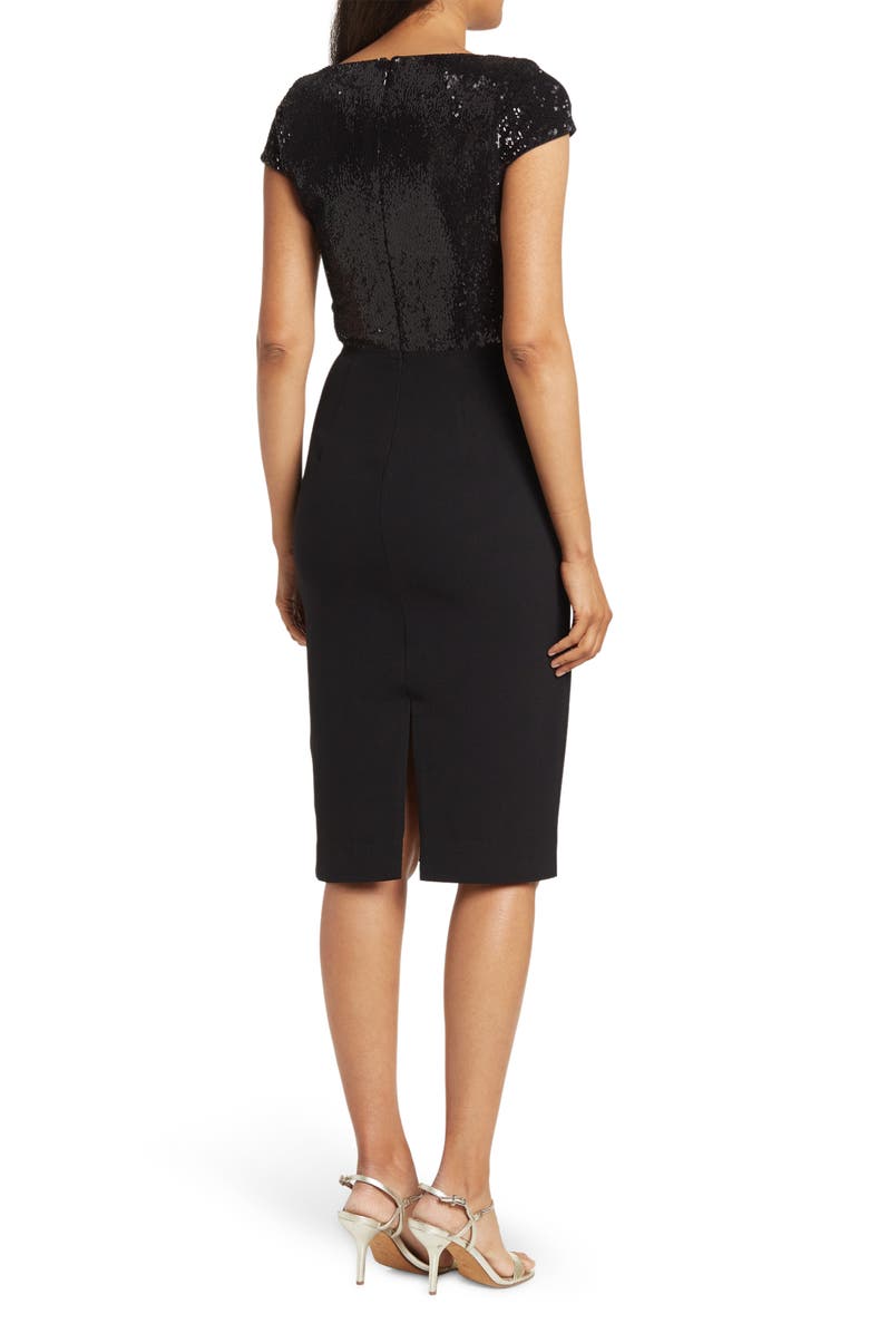 Dress the Population Sequin Surplice Cap Sleeve Sheath Dress, Alternate, color, 