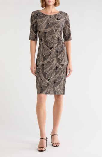 Printed Shirred Midi Dress