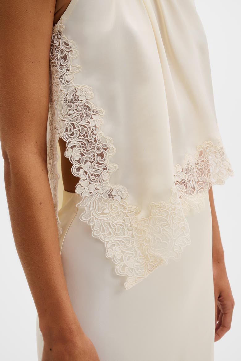 Madina Asymmetric Lace Hem Top, Alternate, color, Pearl