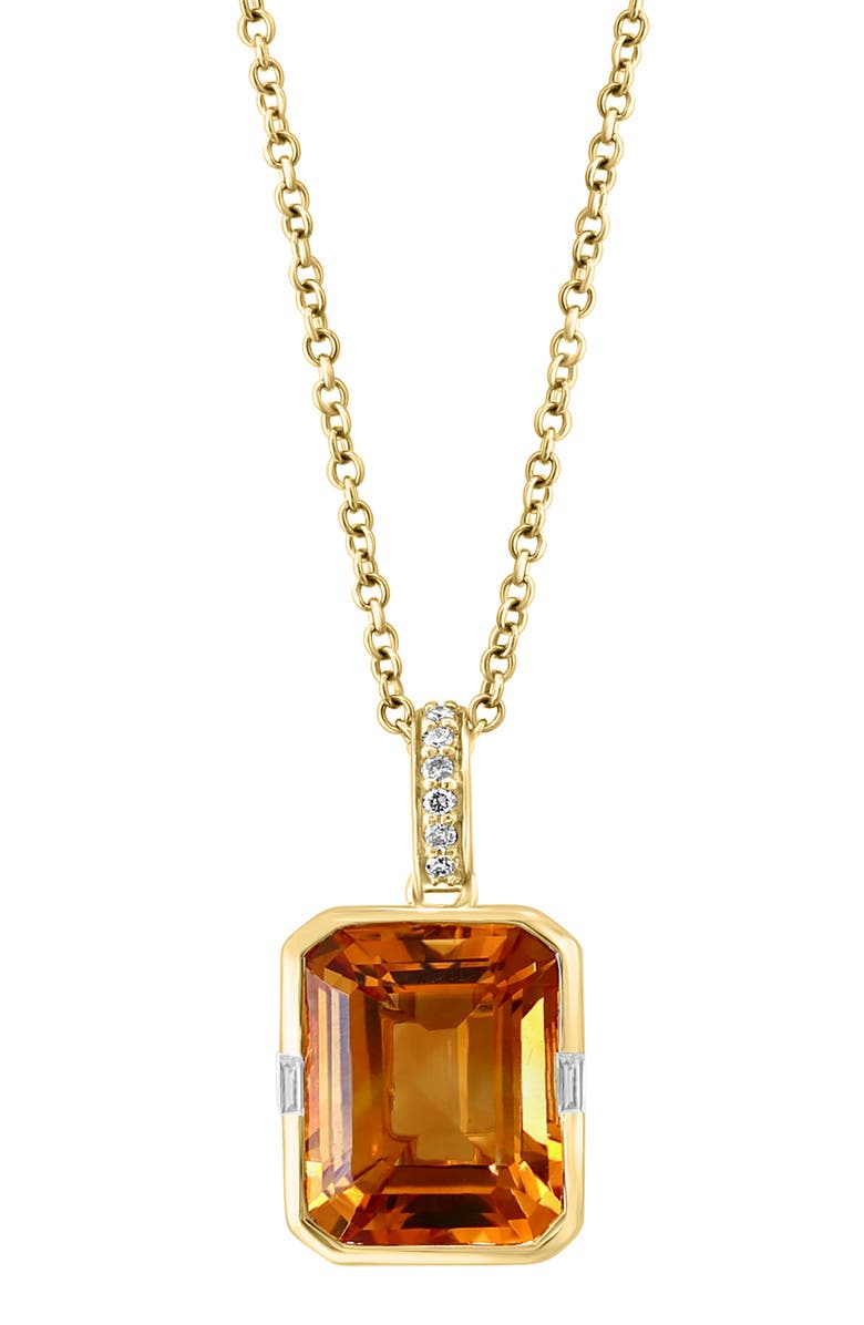 EFFY 14K Yellow Gold Diamond Citrine Pendant Necklace - 0.04ct., Alternate, color, 