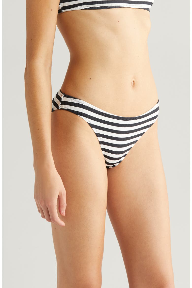 Elle Stripe Bikini Bottoms, Alternate, color, BLACKOUT X MARSHMALLOW