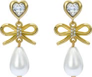 Ted Baker Ivy Icon Charm Heart Bow Faux Pearl Drop Earrings