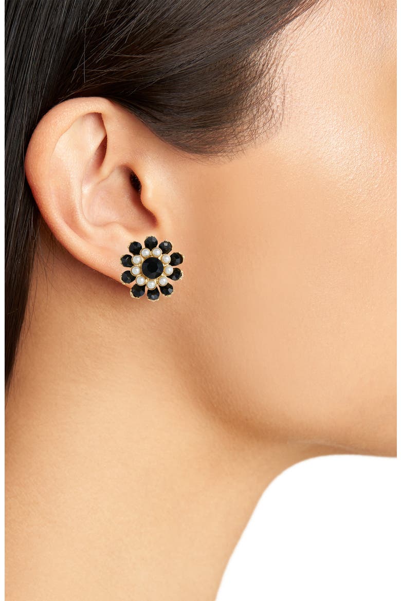 Florianne Button Earrings, Alternate, color, JET