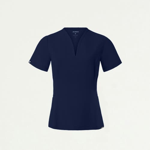Jaanuu 2-pocket Tailored V-neck Scrub Top In Blue