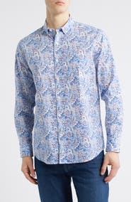 Johnston & Murphy Large Mosaic Print Button-Up Shirt
