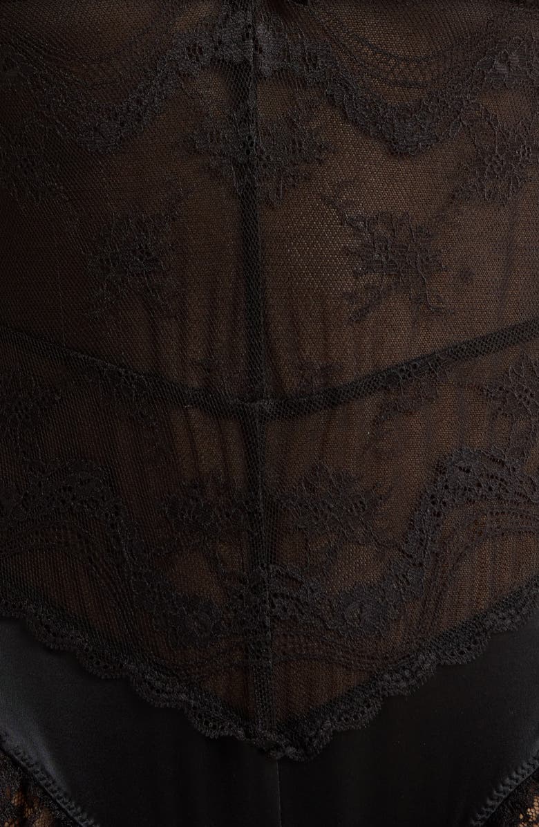 Free People Staying Home Bodysuit, Alternate, color, Black