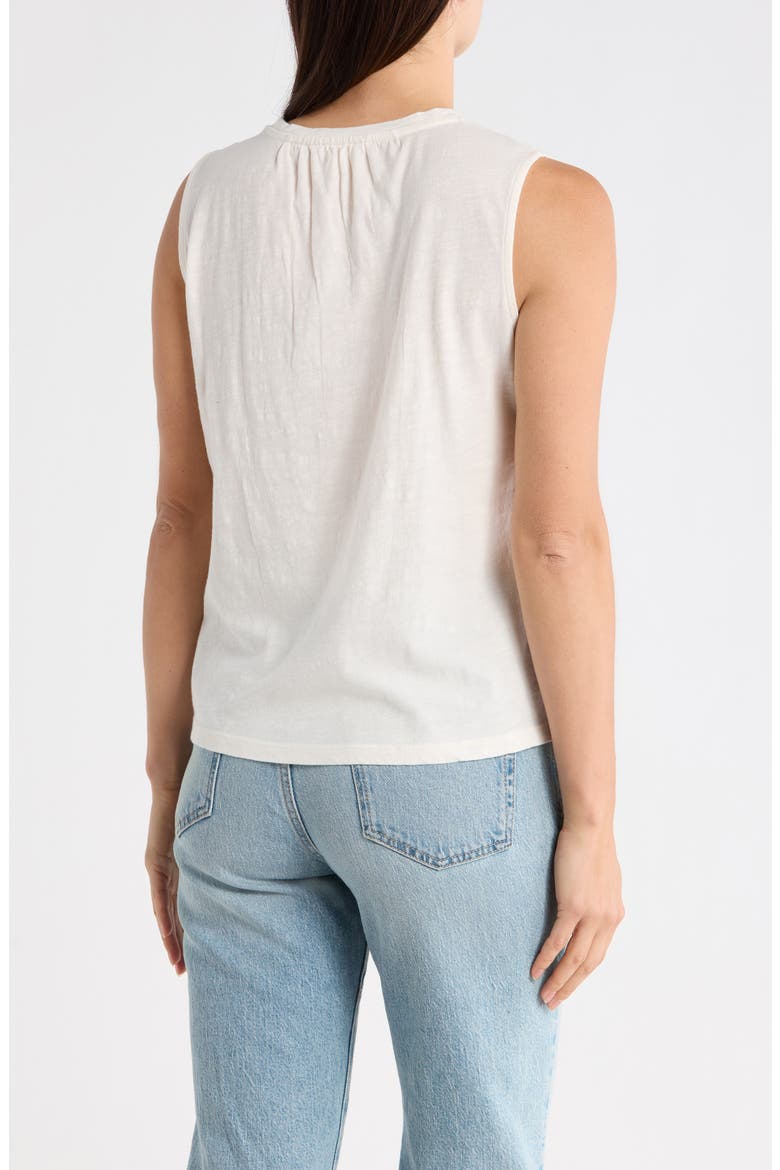 Embroidered Yoke Cotton Tank, Alternate, color, GARDENIA