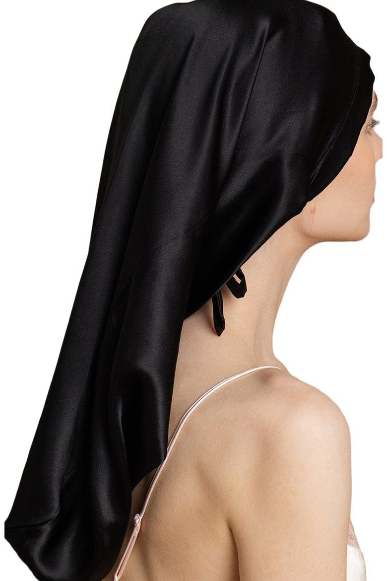 Pure Silk Elegant Long Bonnet, Main, color, Black