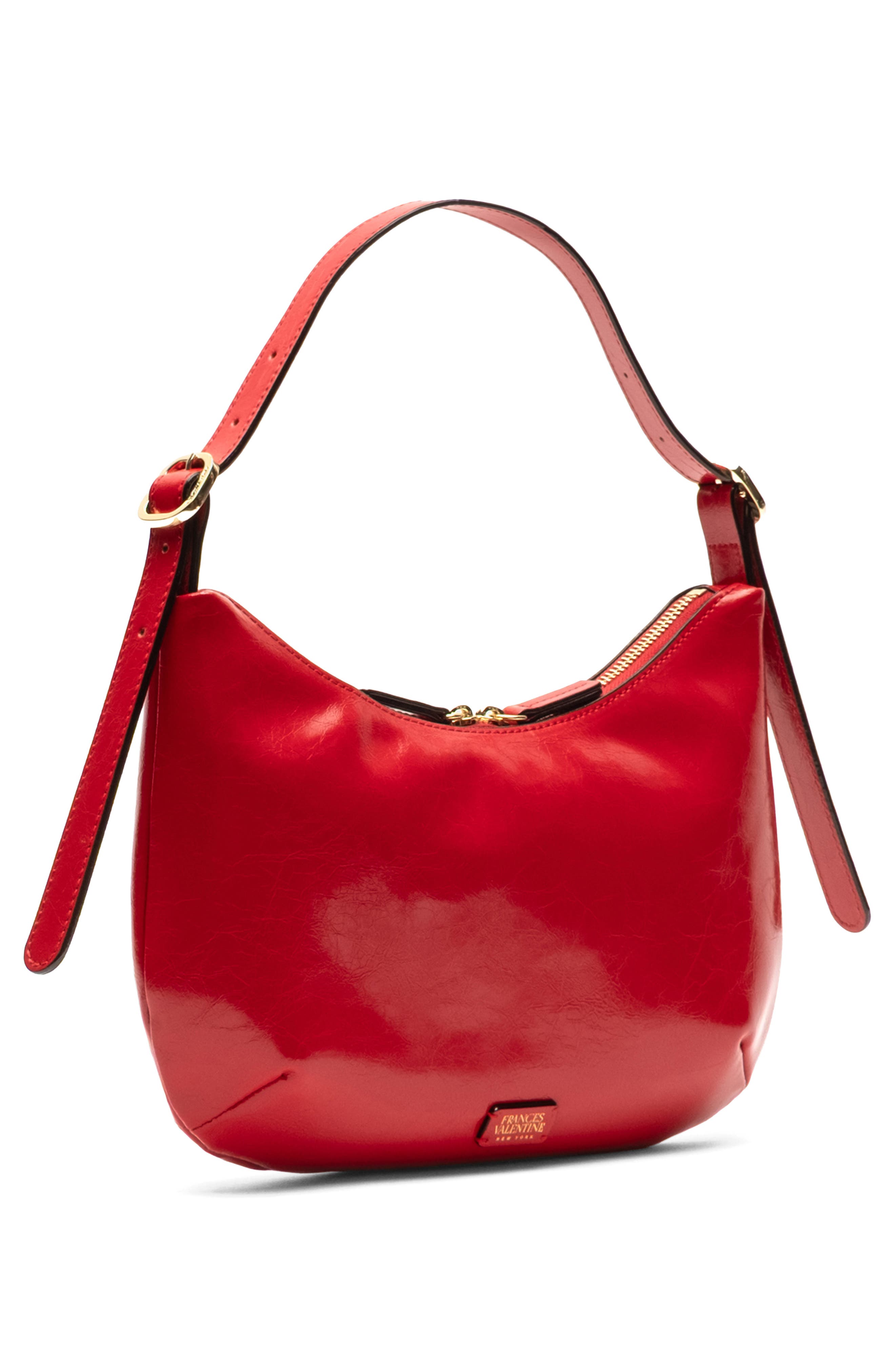 Starr Crinkled Leather Hobo Bag, Alternate, color, RED