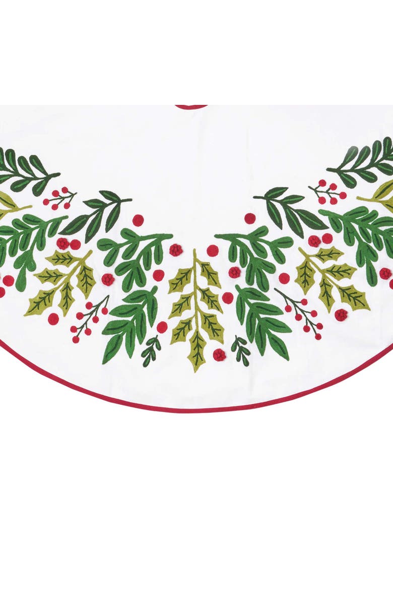 C&F Home Botanical Holly Leaves & Berries 100% Cotton Christmas Tree Skirt 54", Alternate, color, Green