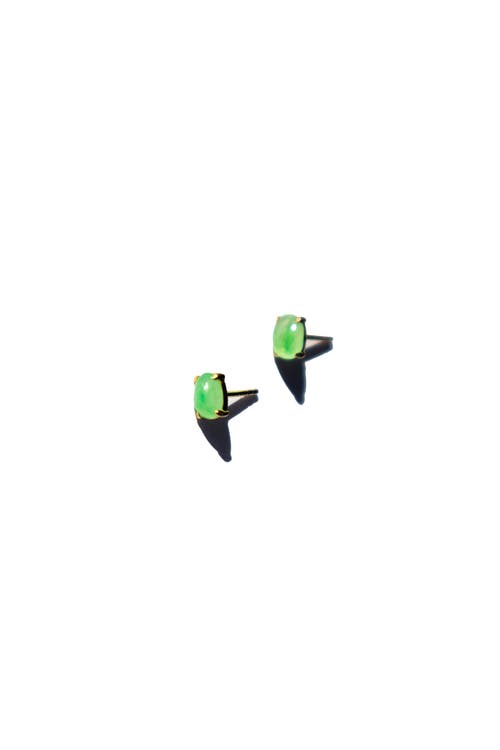 Seree Atelier Remi Imperial Green Jade Stud Earrings In Bright Green
