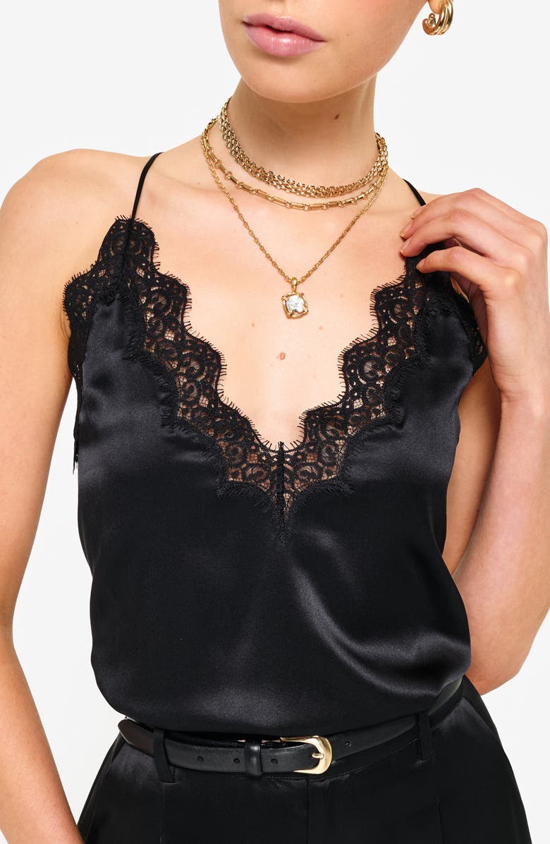 CAMI NYC Everly Silk Camisole, Main, color, Black