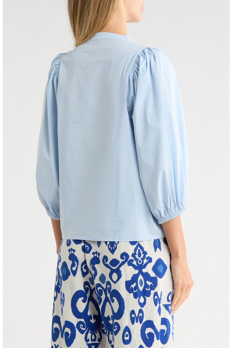Puff Sleeve Button-Up Top, Alternate, color, LIGHT BLUE