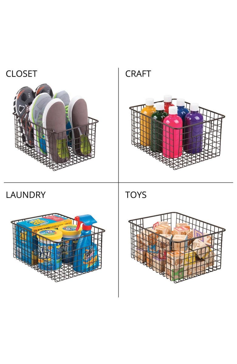 mDesign Metal Wire Food Organizer Basket with Built-In Handles, 12 x 9 x 6 - 8 Pack, Alternate, color, Bronze