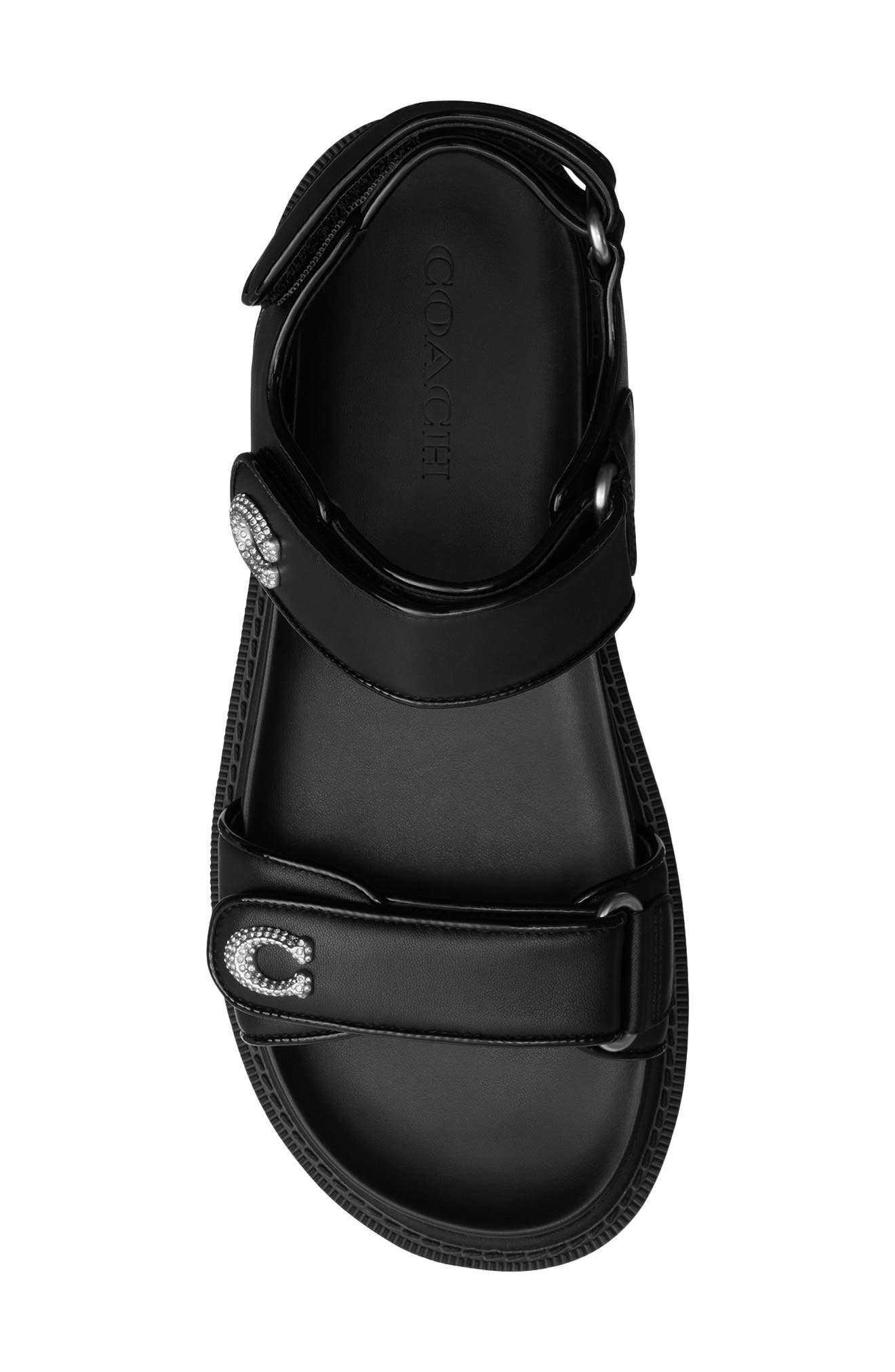 COACH Brynn Leather Sandal, Alternate, color, Black