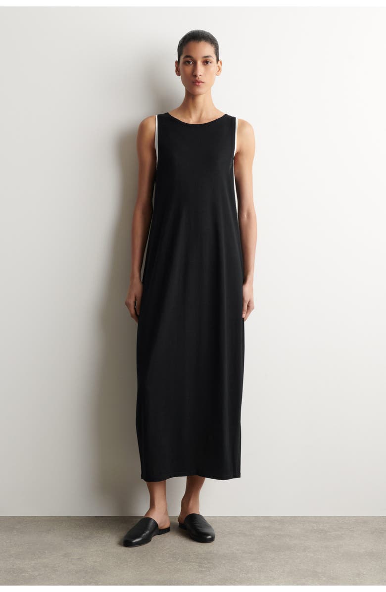 COS Rounded Merino Wool Maxi Dress, Main, color, Black