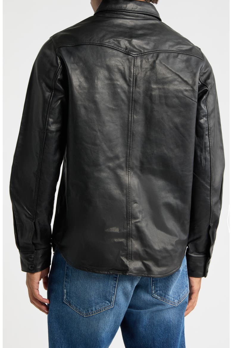 Western Leather Shirt Jacket, Alternate, color, BLACK