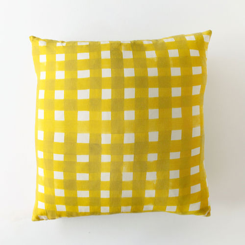 Goldie Home Yellow Cross-hatch Pillow In Yellow
