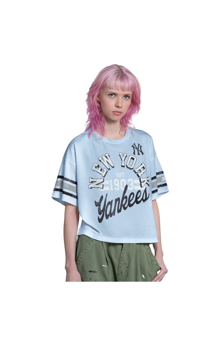 STARTER Women's Starter Light Blue New York Yankees Cropped Hurry Up Offense T-Shirt, Main, color, Light Blue