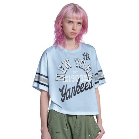 Women's Starter  Light Blue New York Yankees Cropped Hurry Up Offense T-Shirt