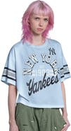 STARTER Women's Starter Light Blue New York Yankees Cropped Hurry Up Offense T-Shirt