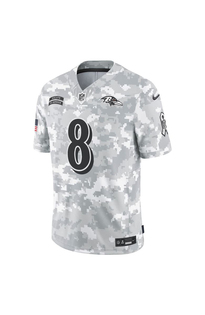 Nike Men's Nike Lamar Jackson Arctic Camo Baltimore Ravens 2024 Salute to Service Limited Jersey, Alternate, color,
