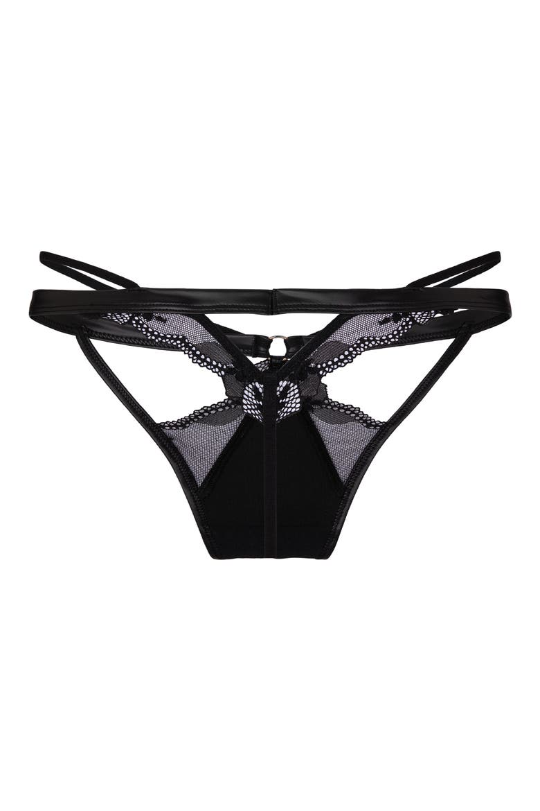 Ilenia High Leg String Thong, Alternate, color, CAVIAR