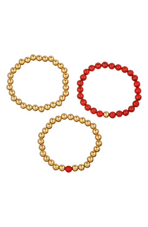 Men's Set of 3 Lev Stretch Beaded Bracelets