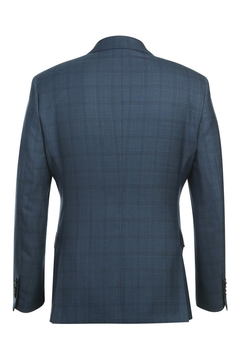 Plaid Trim Fit Wool Blend Two-Piece Suit, Alternate, color, BLUE