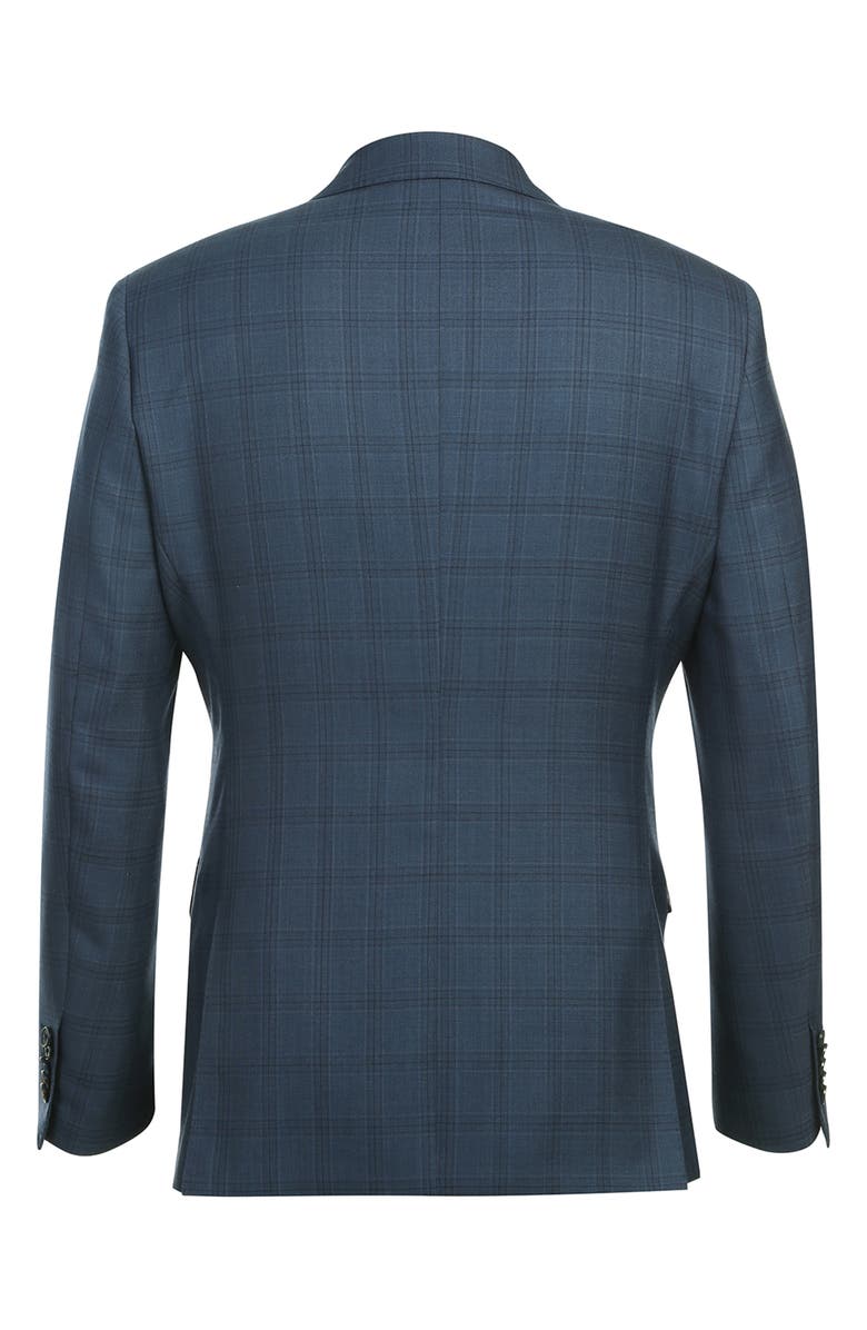 English Laundry Plaid Trim Fit Wool Blend Two-Piece Suit, Alternate, color, Blue
