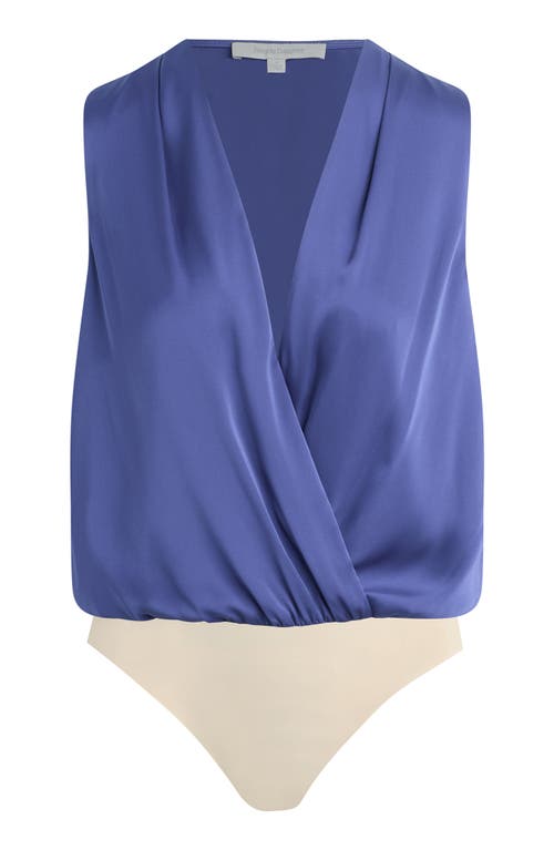 Favorite Daughter The Sleeveless Date Satin Bodysuit In Venetian Blue