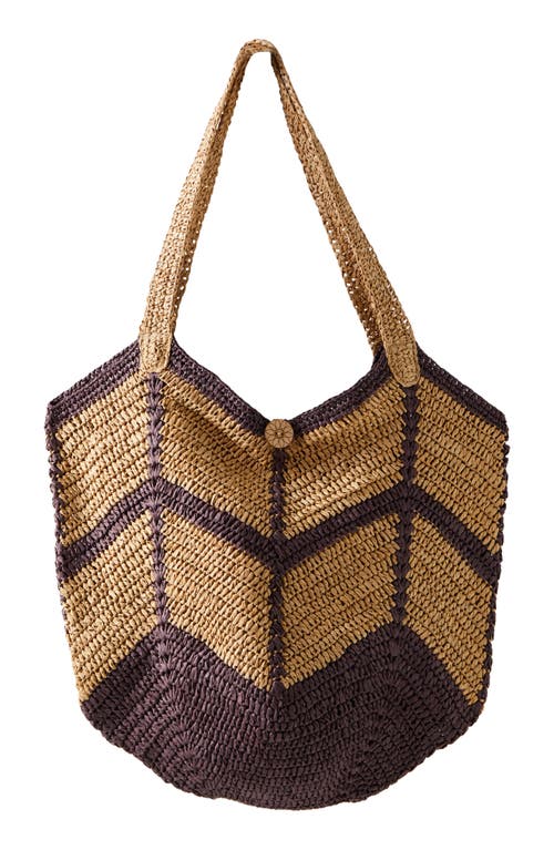 Free People Mykonos Straw Tote In Espresso Combo