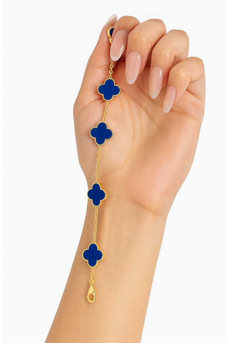 Enamel Clover Station Chain Bracelet, Alternate, color, GOLD
