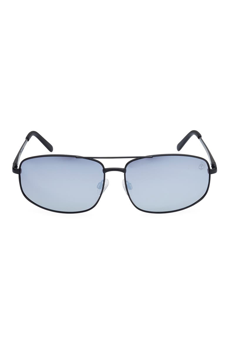64mm Oversize Polarized Aviator Sunglasses, Main, color, MATTE BLACK / SMOKE POLARIZED
