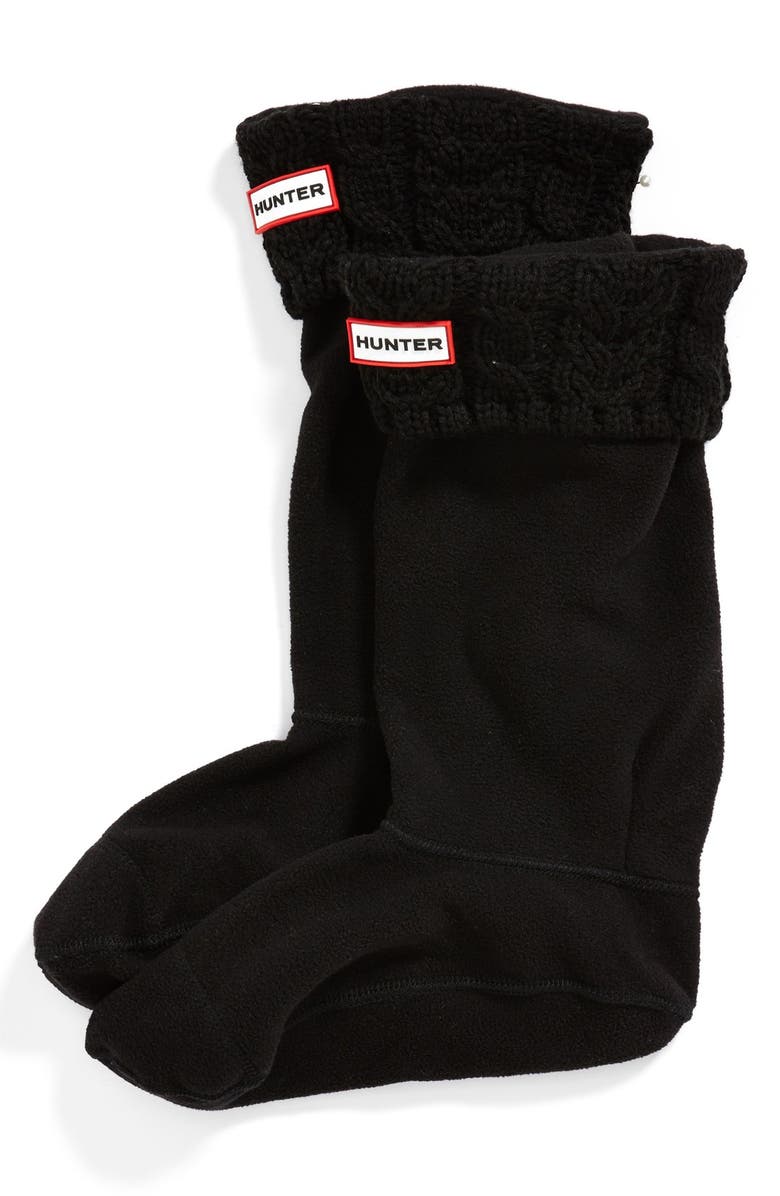 Hunter Tall Cable Knit Cuff Welly Socks, Main, color,