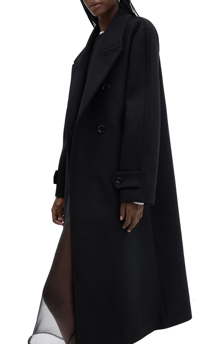 MANGO Oversize Double Breasted Wool Blend Coat, Alternate, color, 