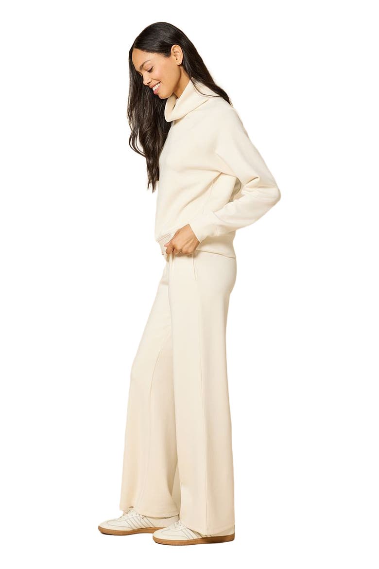 Athleisure Mock Neck and Pleated Pant Set, Alternate, color, Almond