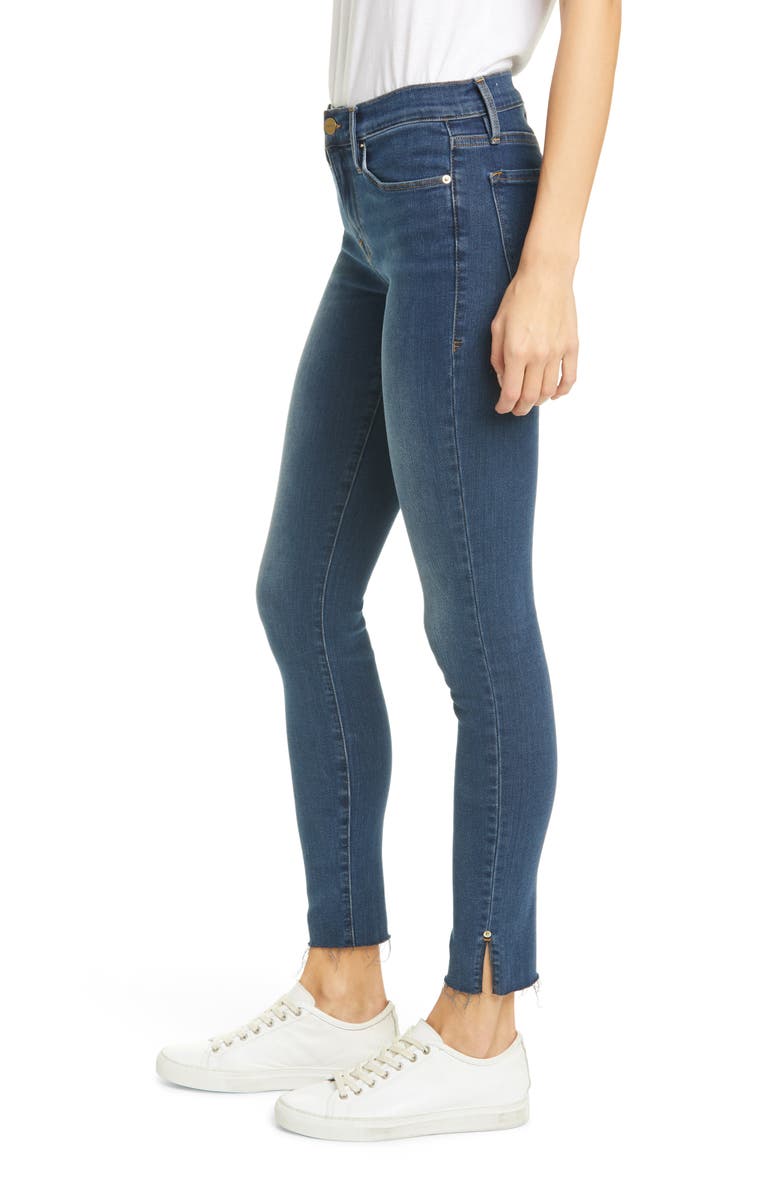 FRAME Le Skinny de Jeanne Slit Rivet Raw Hem Ankle Jeans, Alternate, color, 