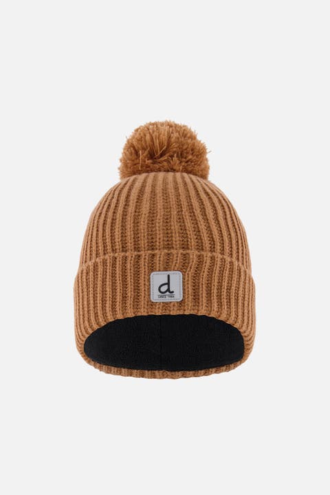 Mountain Fleece-Lined Folded Cuff Knit Hat with Pompom