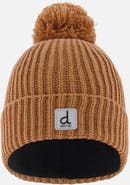 Deux par Deux Mountain Fleece-Lined Folded Cuff Knit Hat with Pompom