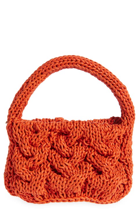 Small Cable Knit Top Handle Bag