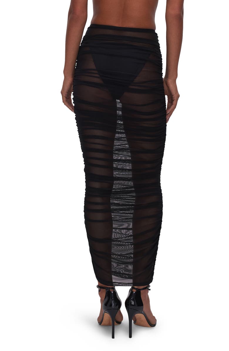 Good American Ruched Mesh Cover-Up Maxi Skirt, Alternate, color, 