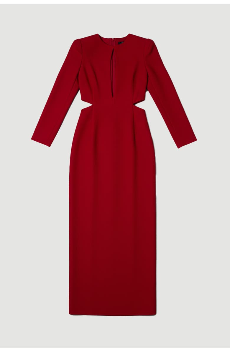 Karen Millen Scuba Crepe Plunge Maxi Dress, Alternate, color, Dark Red
