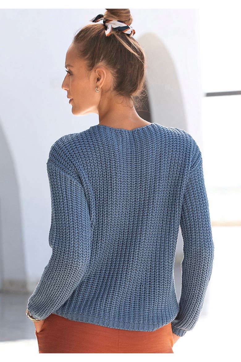 Crochet Knit Sweater, Alternate, color, Blue